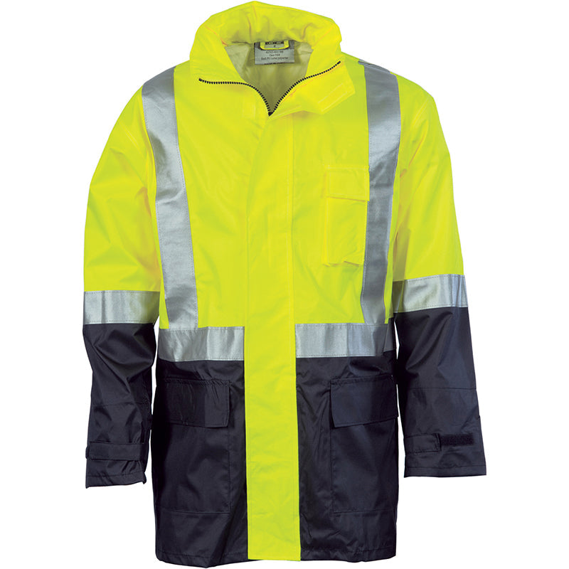 3879 190D POLY/PU 2 TONE HI VIS LIGHTWEIGHT RAIN JACKET – TAPED