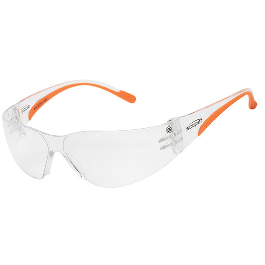 120C SCOPE MINI BOXA (SML) ORANGE TEMPLE CLEAR ANTI FOG ANTI SCRATCH LENS SAFETY GLASSES