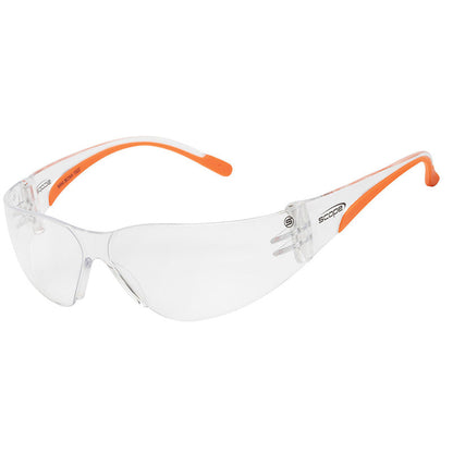 120C SCOPE MINI BOXA (SML) ORANGE TEMPLE CLEAR ANTI FOG ANTI SCRATCH LENS SAFETY GLASSES