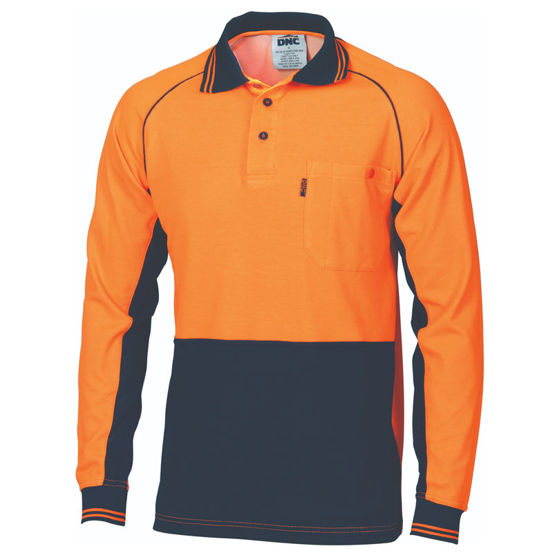 3720 2TONE COTTON BACKED L/S POLO SHIRT