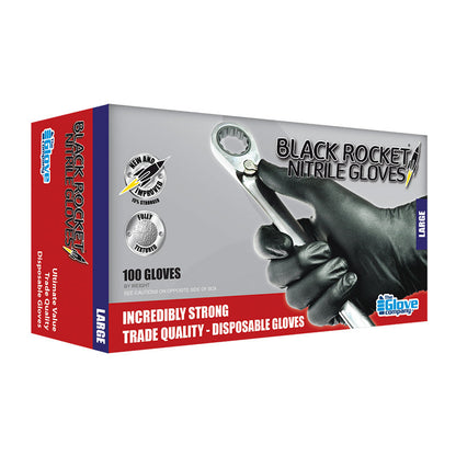 TGC BLACK ROCKET NITRILE GLOVES BX=100