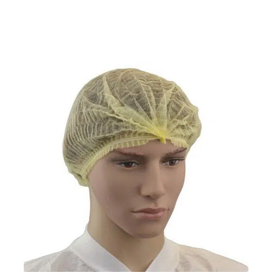 ARMOURWEAR 21″ HACCP CRIMPED BERET DISPOSABLE HAIR NETS  YELLOW 12 GSM  BOX=1000