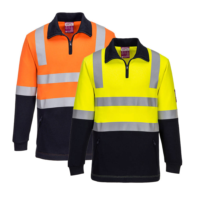 MF202 PORTWEST MODAFLAME FLAME RESISTANT HI-VIS BRUSHED TAPED FLEECE JUMPER