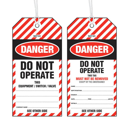 SDT100 DANGER DO NOT OPERATE TAGS RED/WHITE  PACK 100