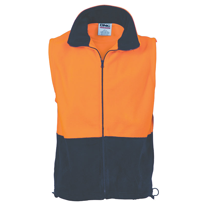3828 2TONE HI VIZ FULLZIP POLAR FLEECE VEST
