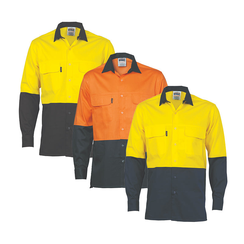 3938 DNC HI VIS 3 WAY COOL-BREEZE COTTON LONG SLEEVE SHIRT