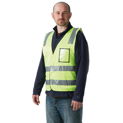 SPV-083ID YELLOW VEST C/W TAPE ID PKT VR2, SHOULDER STRAPS, 2 BODY HOOPS 1 TAIL HOOP