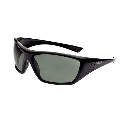 1652607 BOLLE HUSTLER BLACK FRAME SMOKE POLARISED LENS SAFETY GLASSES
