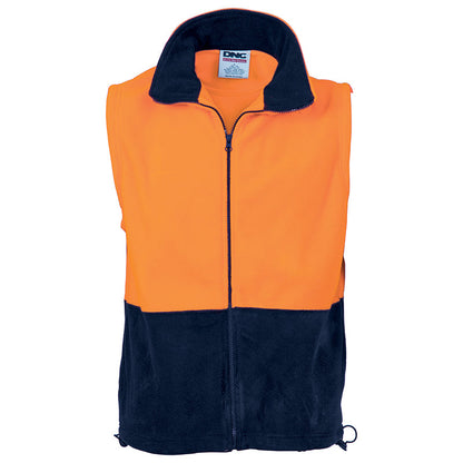 3828 2TONE HI VIZ FULLZIP POLAR FLEECE VEST
