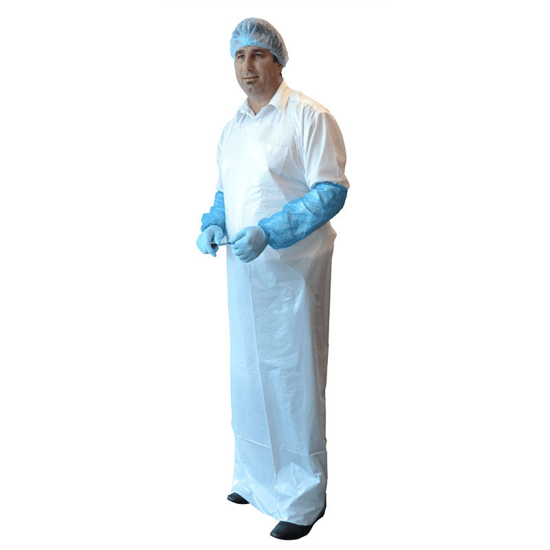 50255 RCR EXTRA LONG WHITE PE DISPOSABLE APRON 1600X800MM BX=50 PCS