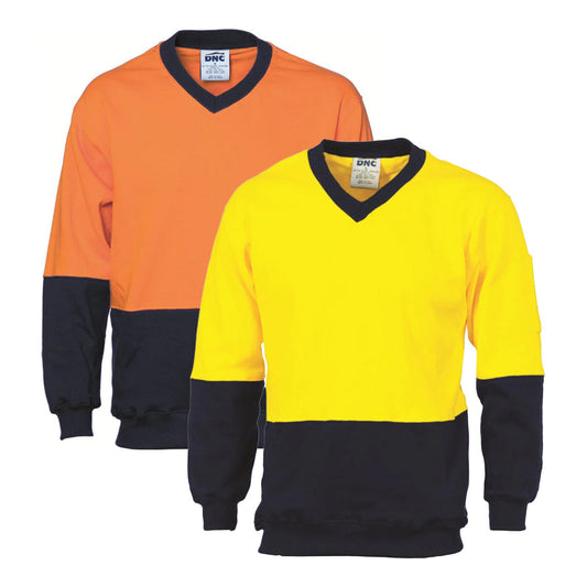 3922 DNC 2 TONE HI VIS COTTON V-NECK WINDCHEATER
