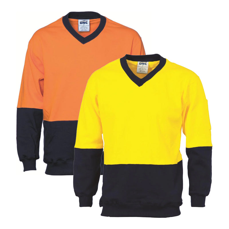 3922 DNC 2 TONE HI VIS COTTON V-NECK WINDCHEATER