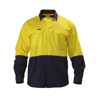 BS6267 BISLEY 2TONE HI VIZ LONG SLEEVE COTTON SHIRT