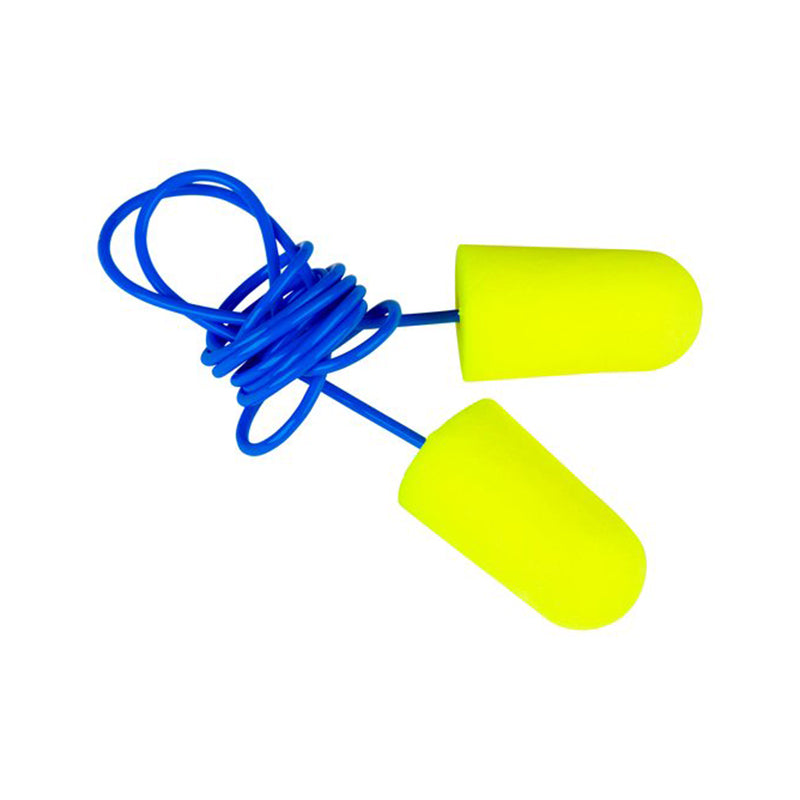 311-1251 3M E-A-RSOFT YELLOW NEON EARPLUGS LARGE CORDED BX/200 23dB CL4