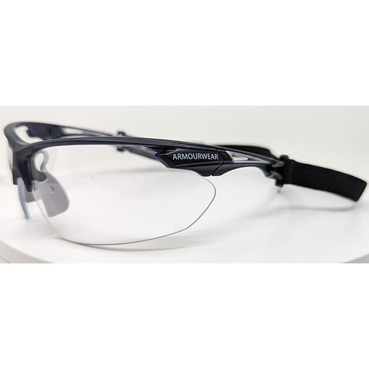 28953 ARMOURWEAR TRAX AF CLEAR SAFETY GLASSES + STRAP