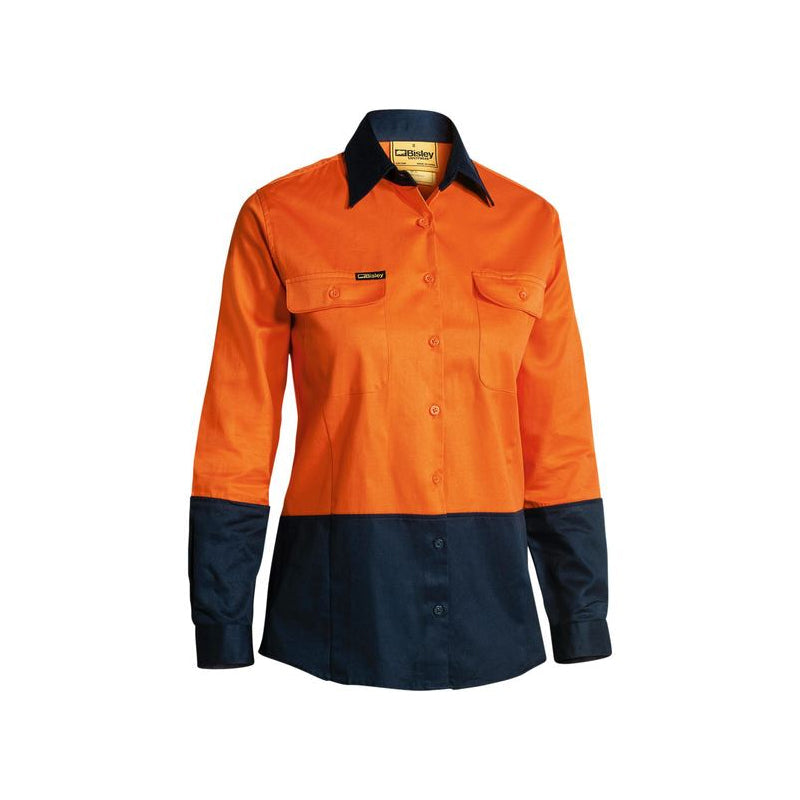 BL6267 BISLEY LADIES DRILL LONG SLEEVE HI VIS SHIRT