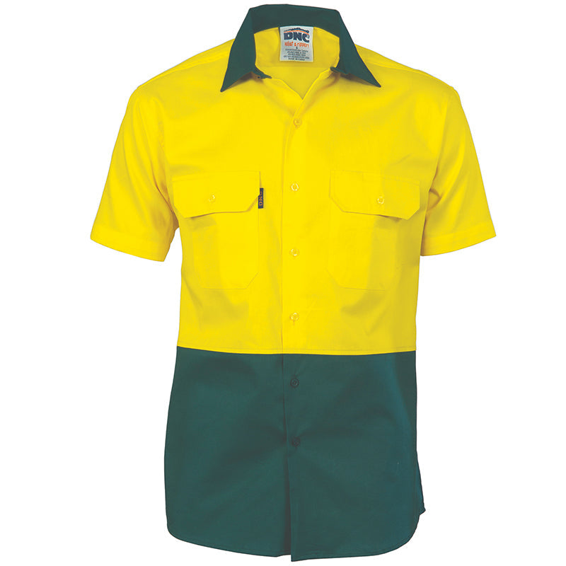 3839 DNC HI VIS 2 TONE COOL-BREEZE SHORT SLEEVE COTTON SHIRT