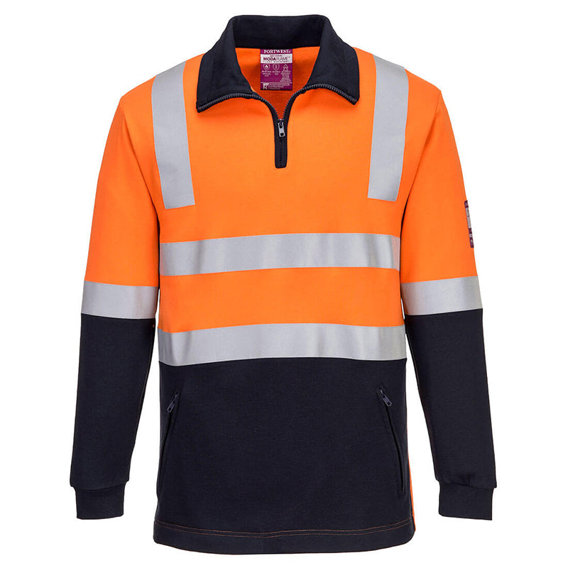 MF202 PORTWEST MODAFLAME FLAME RESISTANT HI-VIS BRUSHED TAPED FLEECE JUMPER