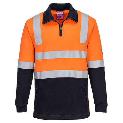 MF202 PORTWEST MODAFLAME FLAME RESISTANT HI-VIS BRUSHED TAPED FLEECE JUMPER