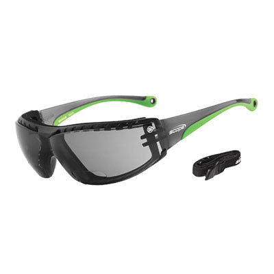130SG-2.0 SCOPE SUPER MAXVUE SMOKE +2.0 LENS GREEN TEMPLE SAFETY GLASSES