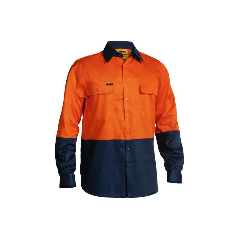 BS6267 BISLEY 2TONE HI VIZ LONG SLEEVE COTTON SHIRT