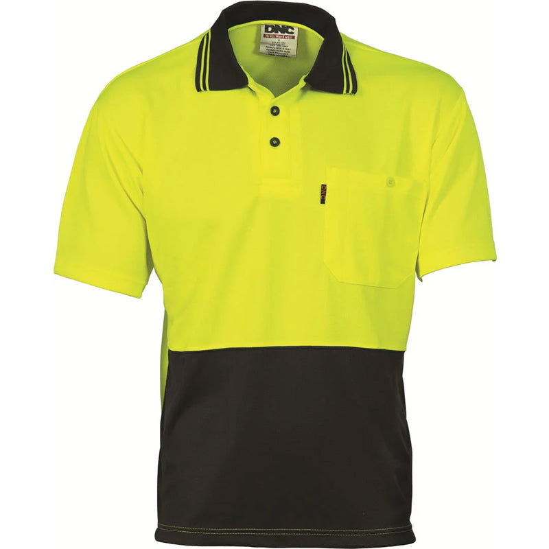 3811 DNC HI VIS 2 TONE COOL BREATHE SHORT SLEEVE POLO SHIRT