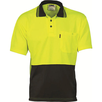 3811 DNC HI VIS 2 TONE COOL BREATHE SHORT SLEEVE POLO SHIRT