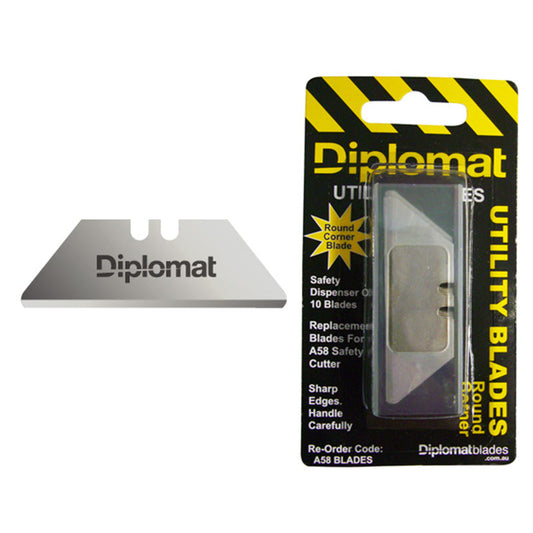 A58BLADES DIPLOMAT SAFETY KNIFE ROUND CORNER BLADES TO SUIT A58 & A59 PK/10