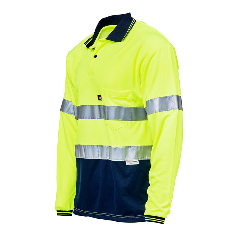 BT580  MICRO MESH L/S POLO + TAPE