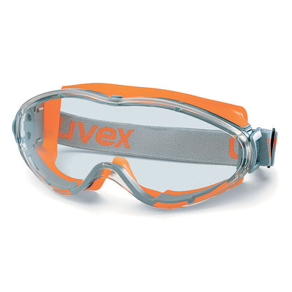 9302-345 UVEX ULTRASONIC SUPRAVISION CLEAR LENS ANTI-FOG GREY/ORANGE SAFETY GOGGLES