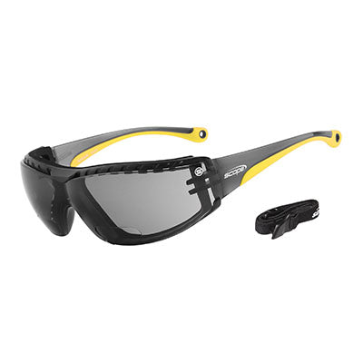 130SG-2.5 SCOPE SUPER MAXVUE SMOKE +2.5 LENS YELLOW TEMPLE SAFETY GLASSES
