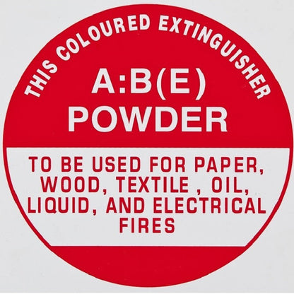 IDABEMET INSTRUCTION SIGN ABE DRY POWDER (205mm dia) – METAL