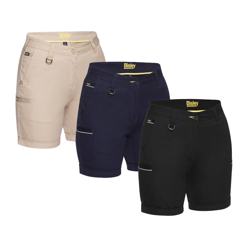 BSHL1015 BISLEY WOMENS STRETCH COTTON SHORTS