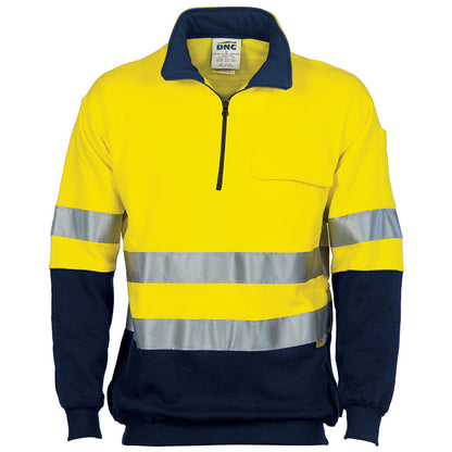 3925 DNC HI VIS 2 TONE 1/2 ZIP COTTON FLEECE WITH REFL TAPE