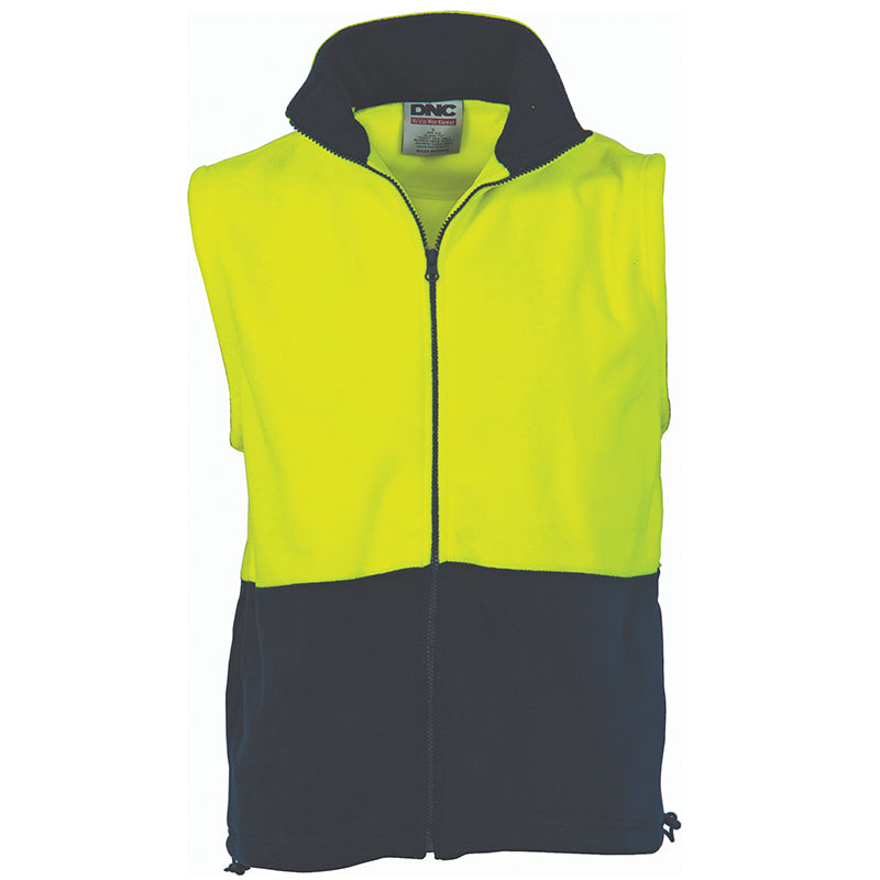 3828 2TONE HI VIZ FULLZIP POLAR FLEECE VEST