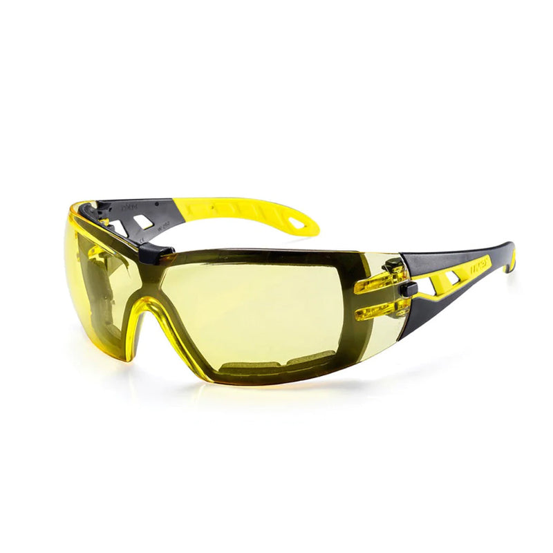 9192-306G UVEX PHEOS BLACK/YELLOW FRAME AMBER ANTI-FOG LENS WITH FOAM GUARD SAFETY GLASSES