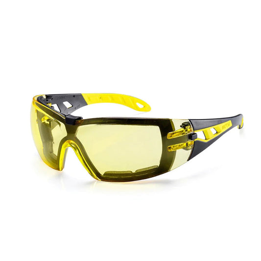 9192-306G UVEX PHEOS BLACK/YELLOW FRAME AMBER ANTI-FOG LENS WITH FOAM GUARD SAFETY GLASSES