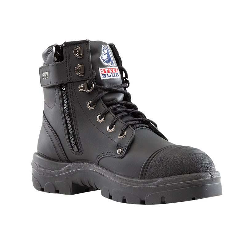312652 STEEL BLUE ARGYLE ZIP BOOT ABRASION RESISTANT SCUFF CAP TPU OUTSOLE ANTI STATIC