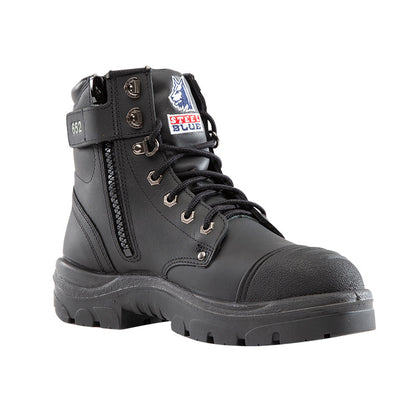 312652 STEEL BLUE ARGYLE ZIP BOOT ABRASION RESISTANT SCUFF CAP TPU OUTSOLE ANTI STATIC