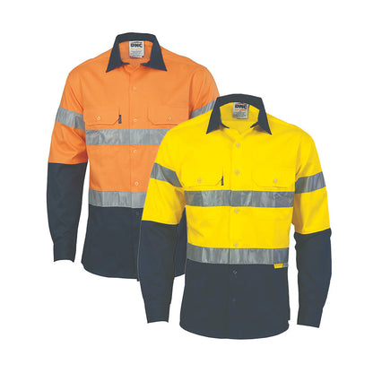 3736  2TONE DRILL SHIRT WITH HOOP  190GSM