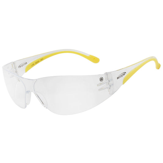 110C SCOPE LITE BOXA (MED) YELLOW TEMPLE CLEAR ANTI FOG ANTI SCRATCH LENS SAFETY GLASSES