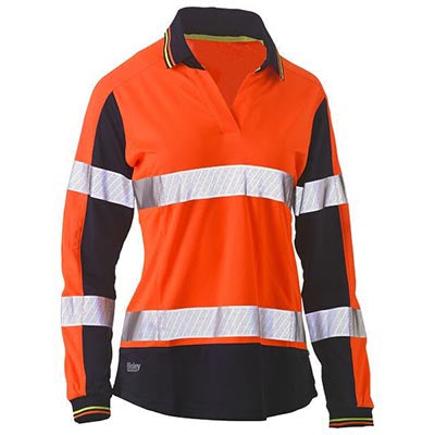 BKL6225T BISLEY LADIES HI-VIS L/S POLO + TAPE