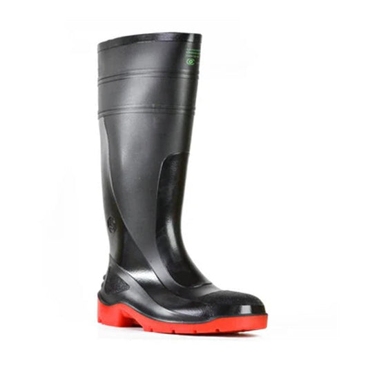 892-65190 BATA GUMBOOT STEEL TOE BLACK/RED