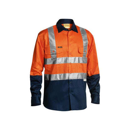 BS6267T BISLEY 2 TONE LONG SLEEVE SUMMER WEIGHT DRILL SHIRT WITH TAPE