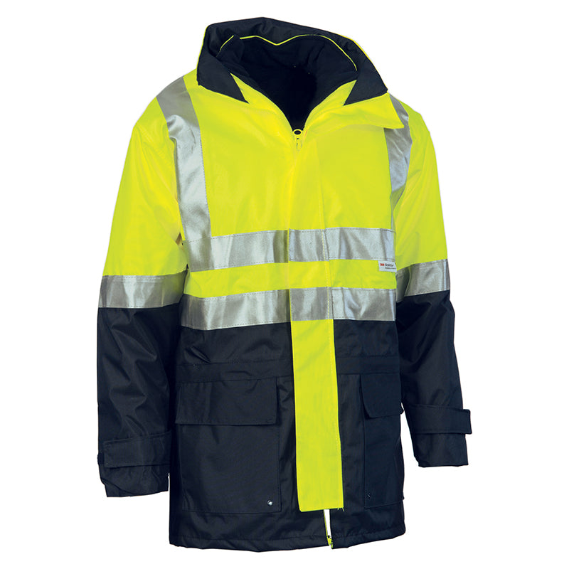3864 DNC 4 IN 1 HI VIS 2 TONE BREATHABLE JACKET WITH VEST AND 3M REFLECTIVE TAPE