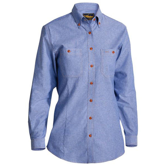 B76407L BISLEY WOMENS CHAMBRAY SHIRT LONG SLEEVE