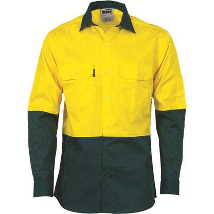 3832 DNC HI VIZ 2TONE COTTON DRILL SHIRT L/S