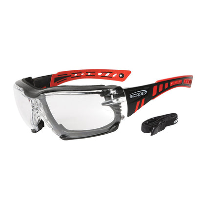 360RCG SCOPE SPEED PRO RED/BLACK FRAME TITANIUM CLEAR LENS SAFETY GLASSES