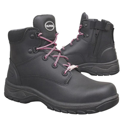 49-445Z OLIVER LADIES LACE UP ZIP SIDE LTHR BOOT