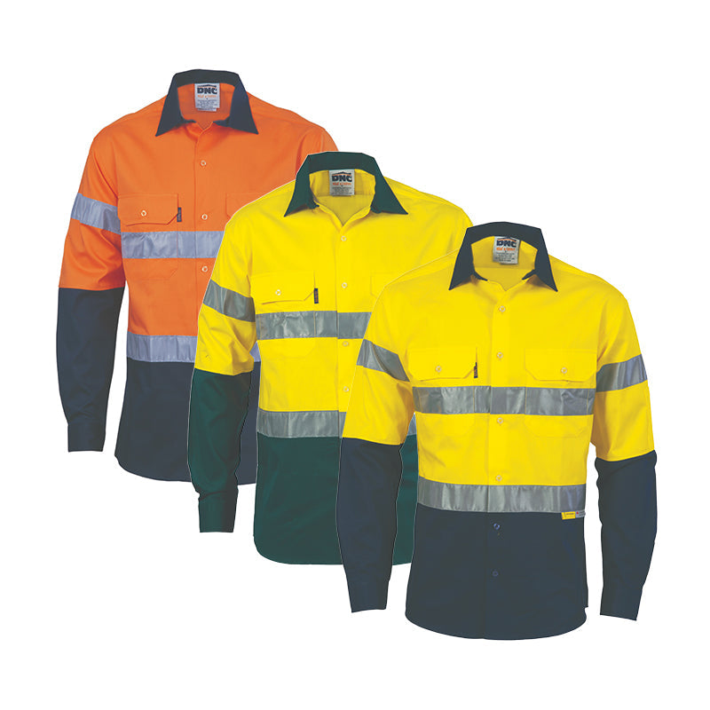 3886 COOL BREEZE COT DRL 2TONE HV L/S WITH REFTAPE